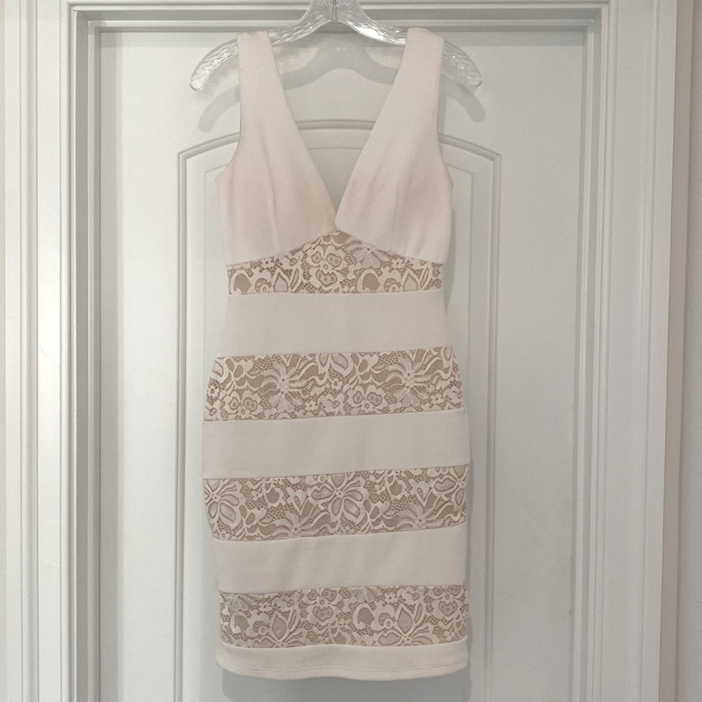 White and Tan Dress - Size US Medium